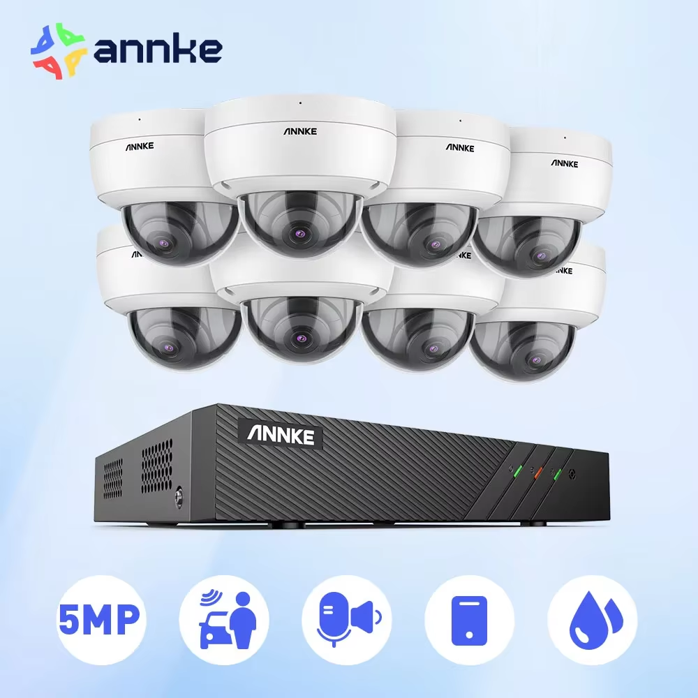 ANNKE 8CH 5MP POE ビデオセキュリティシステム H.265 6MP NVR レコーダー 5MP 4X 防水監視カメラオーディオ in IP カメラ