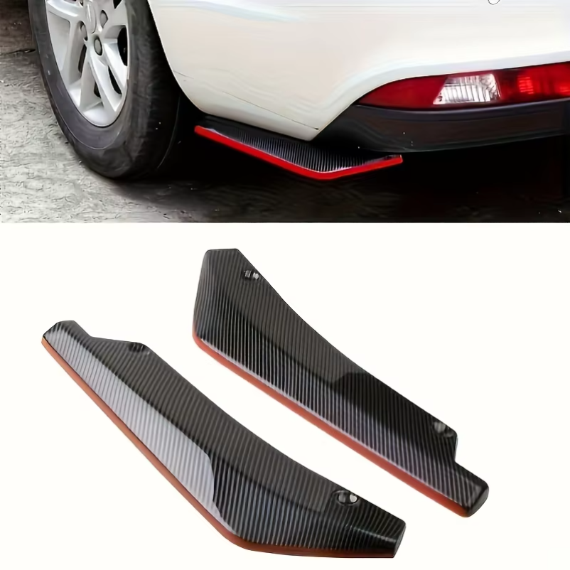 1 ペアカーボンファイバーウイングレットサイドスカートエクステンション車のフロントリアバンパーストリップリップスポイラーディフ​​ューザースプリッタースクラッチプロテクター