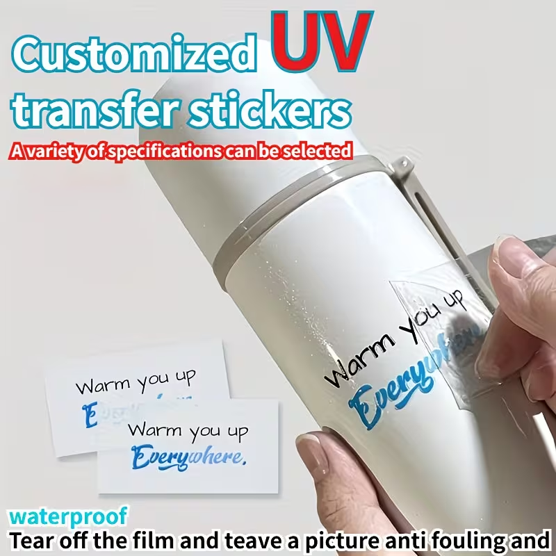 100 個カスタム 3d uv カラー dtf プリント転写ゴールドステッカーシルバーロゴクリスタル自己粘着ラベル光沢のあるデカール防水 DIY