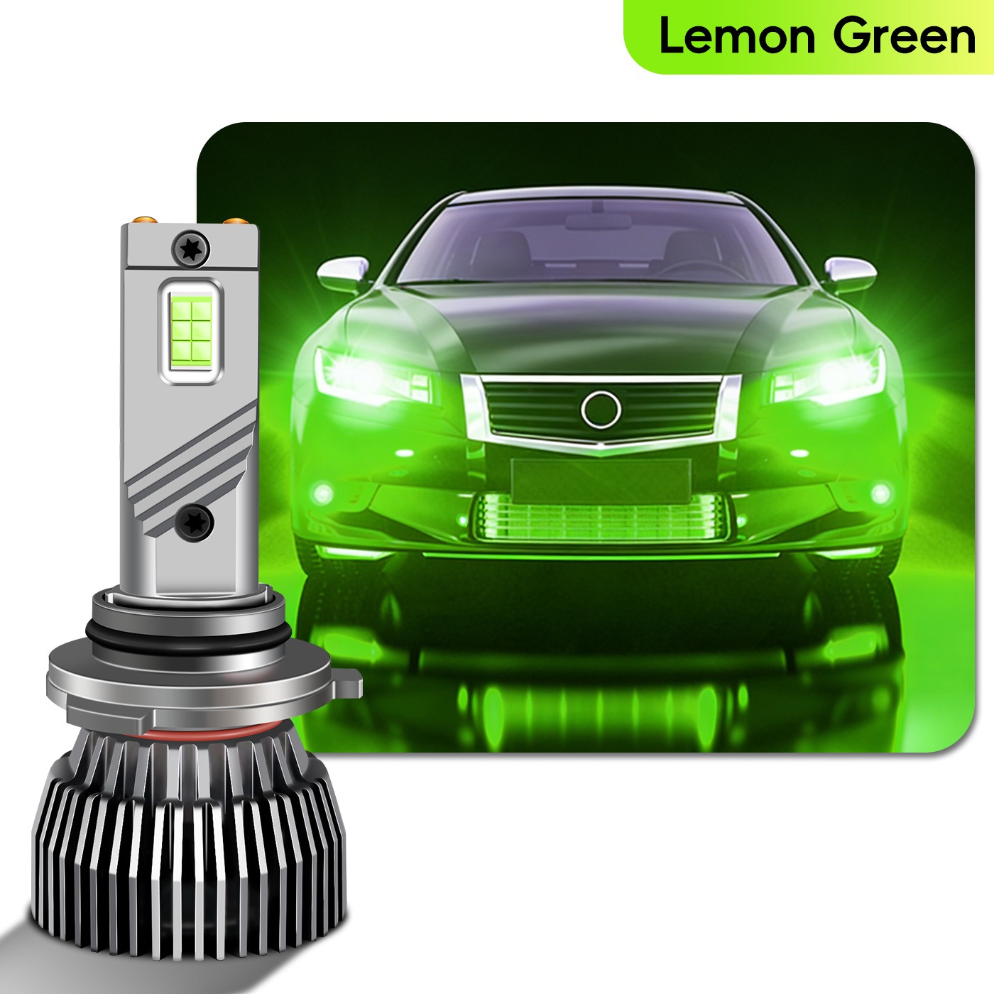 H1 H3 H7 H8 H9 H11 H16 HB3 HB4 LED ヘッドライト電球 12V 24V 65W 3000K グリーンレモン超高輝度