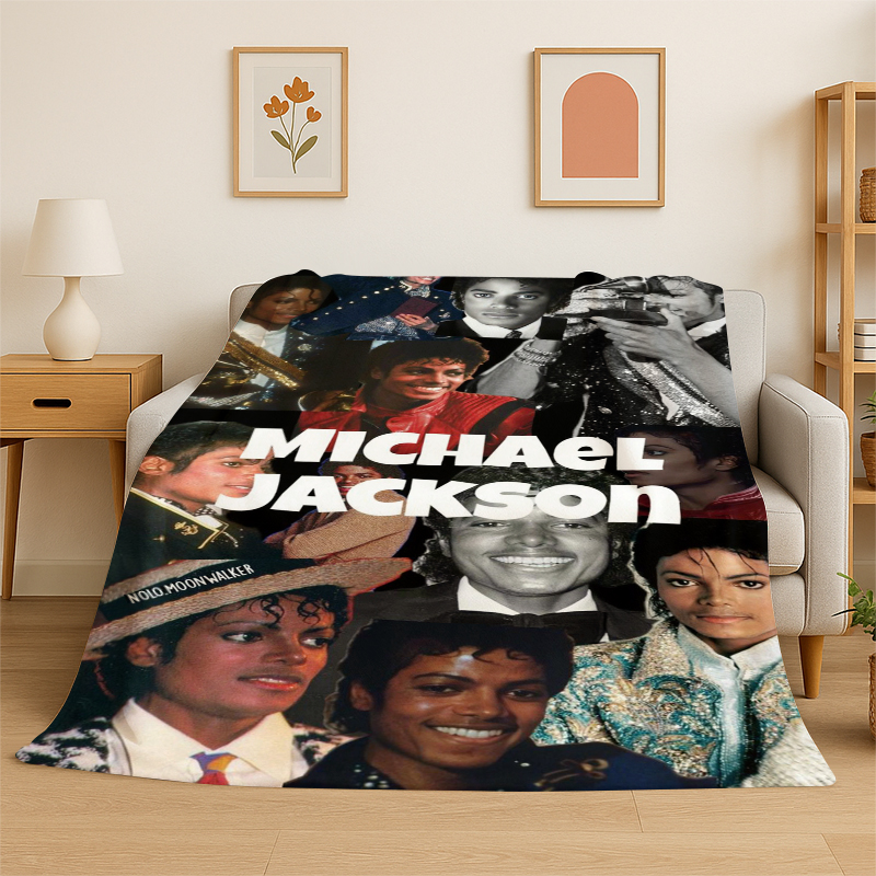 レトロ MJ マイケル ジャクソン キング オブ ポップ ソフトフランネルスローブランケット、ベッド、カウチ、ソファ、ベッドルーム、リビングルーム、旅行用子供用の居心地の良いブランケット