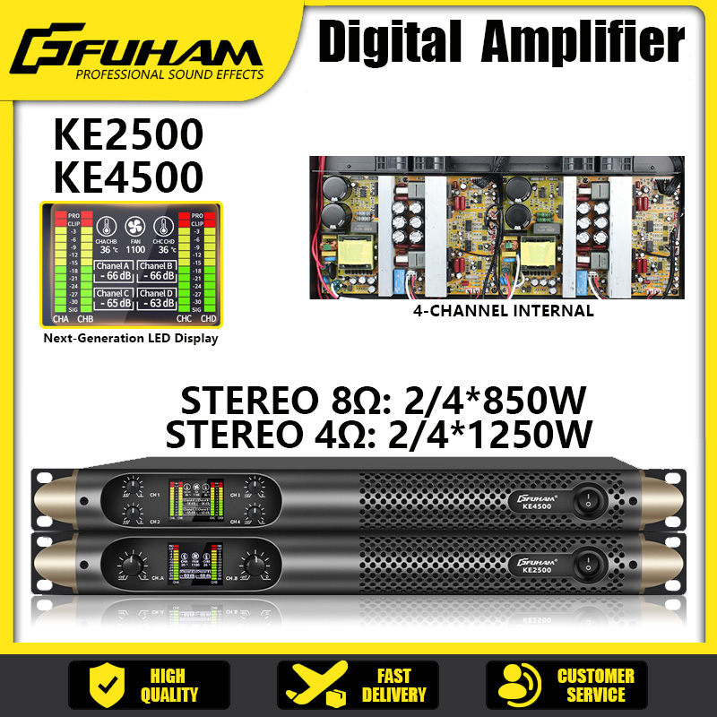 FUHAM デジタルパワーアンプ 8 オーム 2x850W クラス D オーディオ DJ プリサブウーファーアンプ 2/4 チャンネルラインアレイスピーカーアンプ