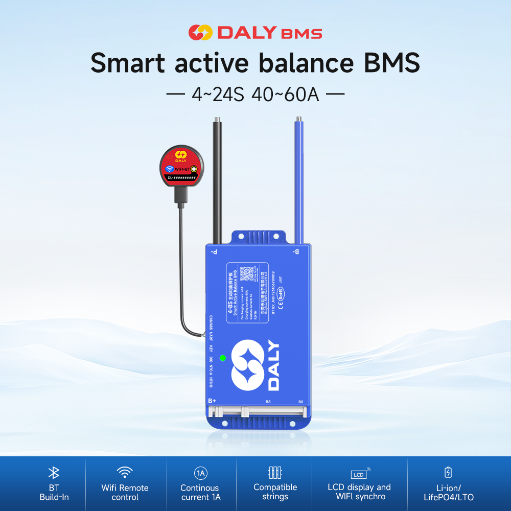 Daly スマート BMS 3S 4S 8S 16S 17S 24S 12V 24V 48V 60V 72V 40A 60A BMS Lifepo4 リチウムイオン LTO バッテリー bms 電動スクーター用