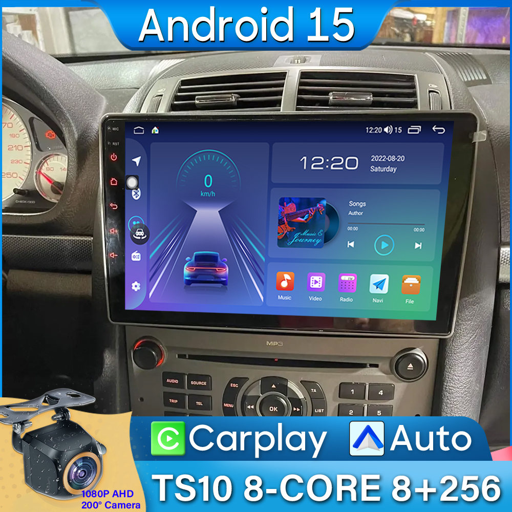 カーラジオ Carplay プジョー 407 2004-2011 アンドロイド 15 ナビゲーション GPS アンドロイドオートステレオアンドロイド 15 ビデオ 2K BT 4G 2din DVD なし