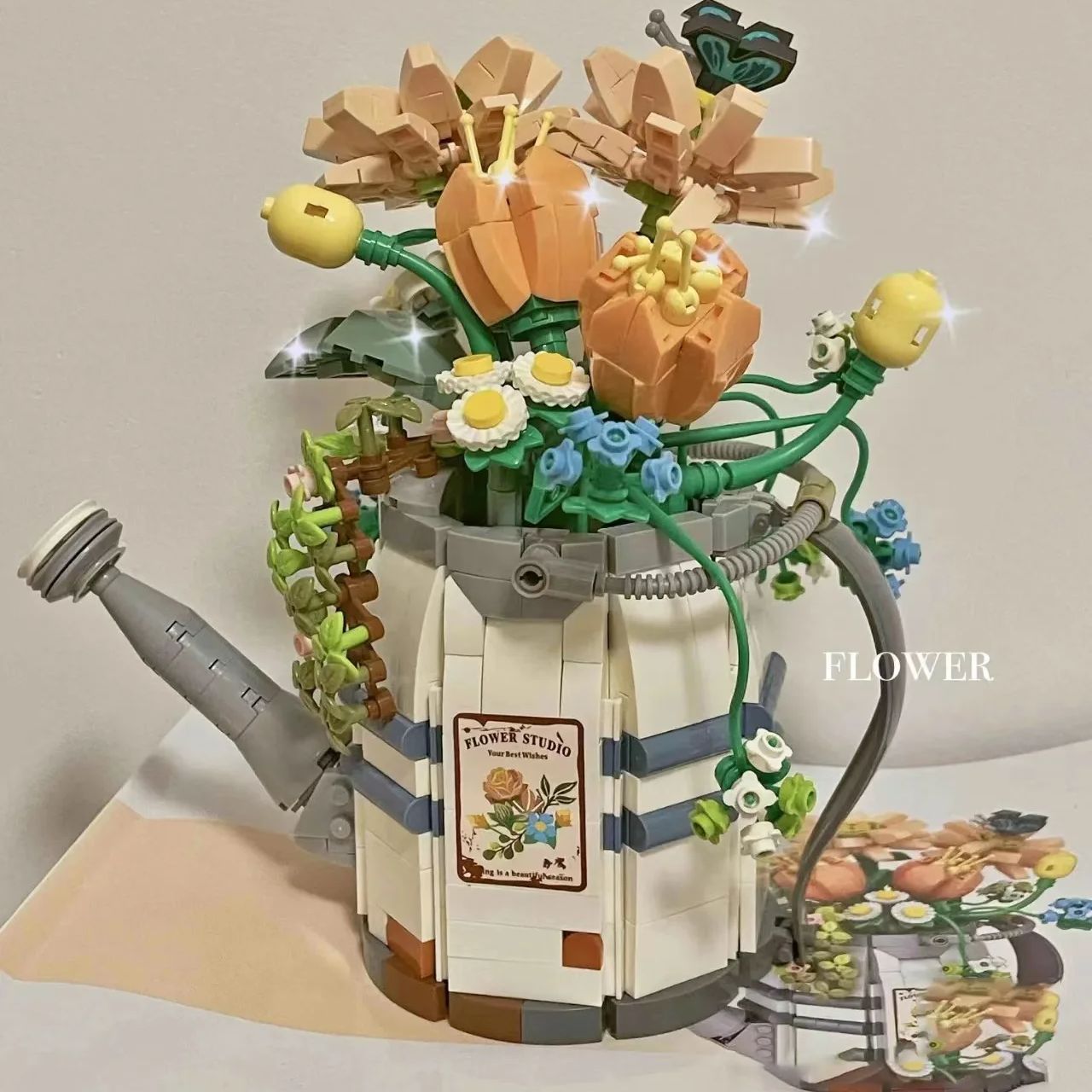 ミニフラワースプレーポットビルディングブロックセット男の子と女の子用肉厚植物家の装飾クリエイティブ子供のおもちゃギフト