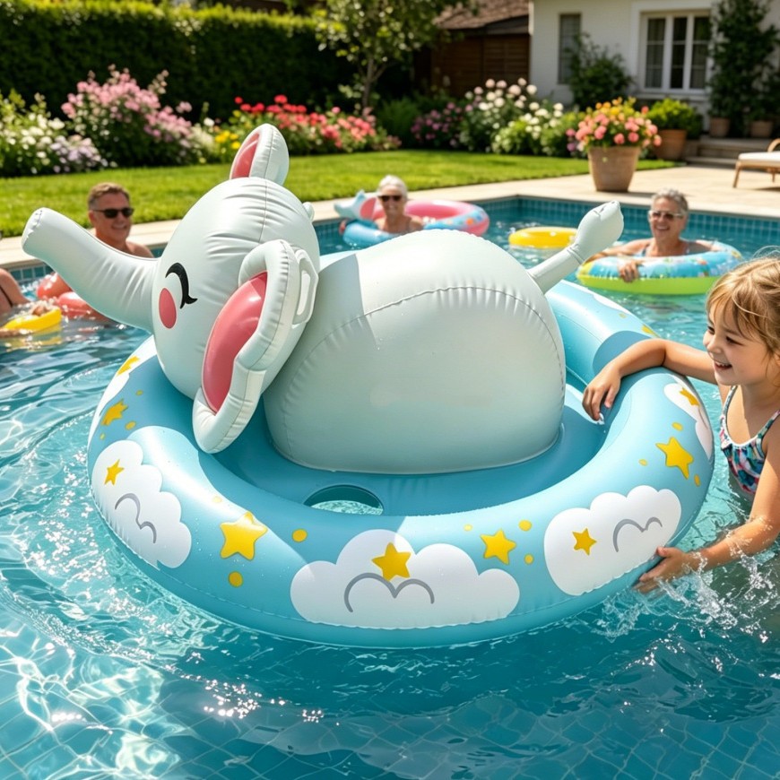 かわいいインフレータブル象プールフロート子供たちは浮き輪に乗って水ラウンジフローティングベッド夏の屋外プールビーチ水遊び