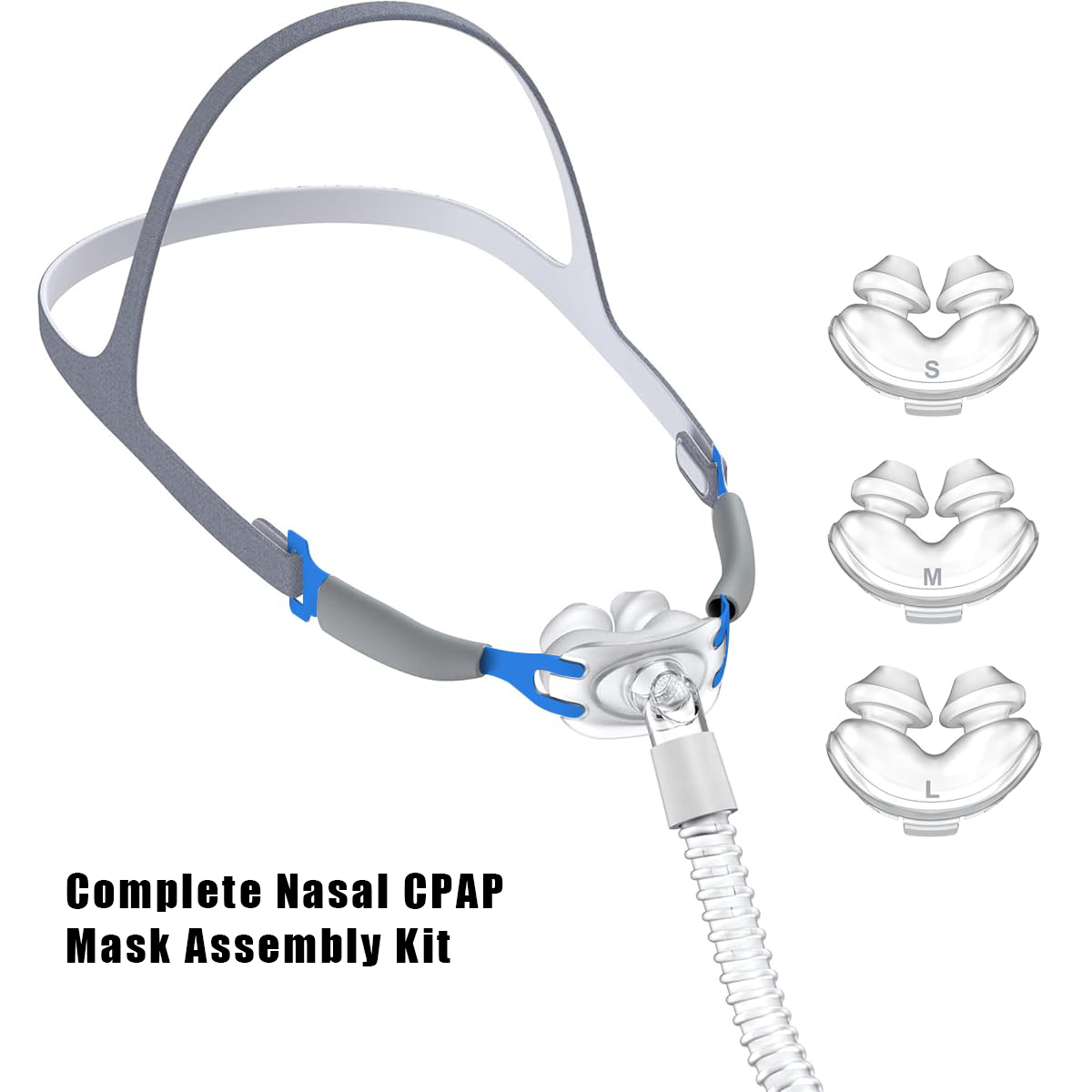CPAP/BiPAP マシン用ユニバーサル鼻マスク システム - 調節可能なヘッドギア付き