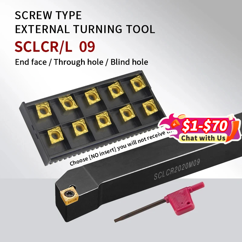 SCLCR/L 旋削工具 SCLCR1212H09 SCLCL1616H09 SCLCR2020K09 SCLCR2525M09 CCMT09 超硬インサート用外部旋削工具ホルダー
