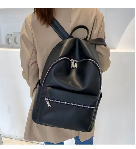 女性のバックパック 2025 新しい PU ソフトレザー大容量黒バックパックファッショントレンド学生クラス Mochila 多用途旅行 ba