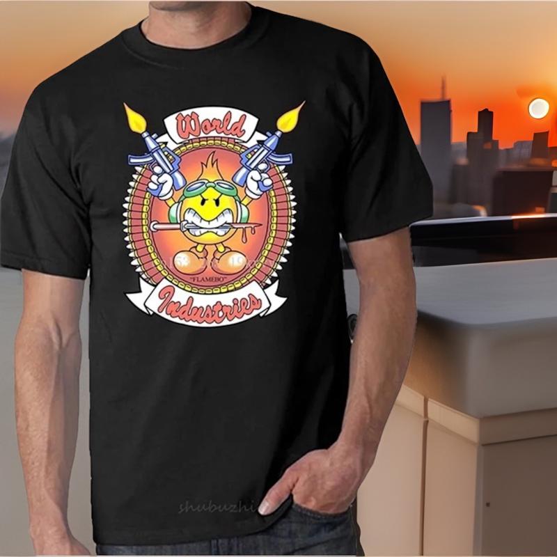 メンズ XXL レトロ スケートボード グラフィック T シャツ - World Industries Flameboy Design 2X