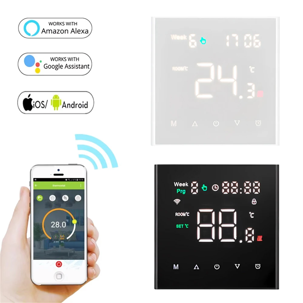MINCO HEAT スマート MK90 WiFi 3A 16A サーモスタット電気/ガスボイラー/給湯温度コントローラー LED スクリーン
