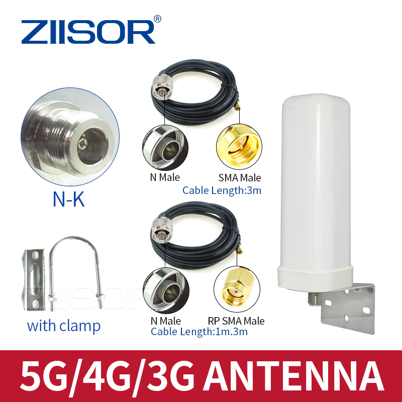 ZIISOR 5G アンテナ信号ブースター屋外 4G LTE ルーターアンテナ長距離 3D ケーブル N メス RP SMA オス