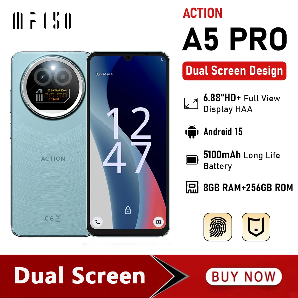 IIIF150 アクション A5 プロ 4G スマートフォン Android 15 6.88 インチ HD HAA フルアングルディスプレイ 0.96 インチ デュアルスクリーン 8GB 256GB 携帯電話 5100mAh