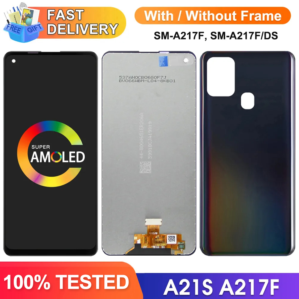 A21S A217F A217F/DS ディスプレイ画面、サムスンギャラクシー A21S 液晶ディスプレイデジタルタッチスクリーンフレームアセンブリ交換用