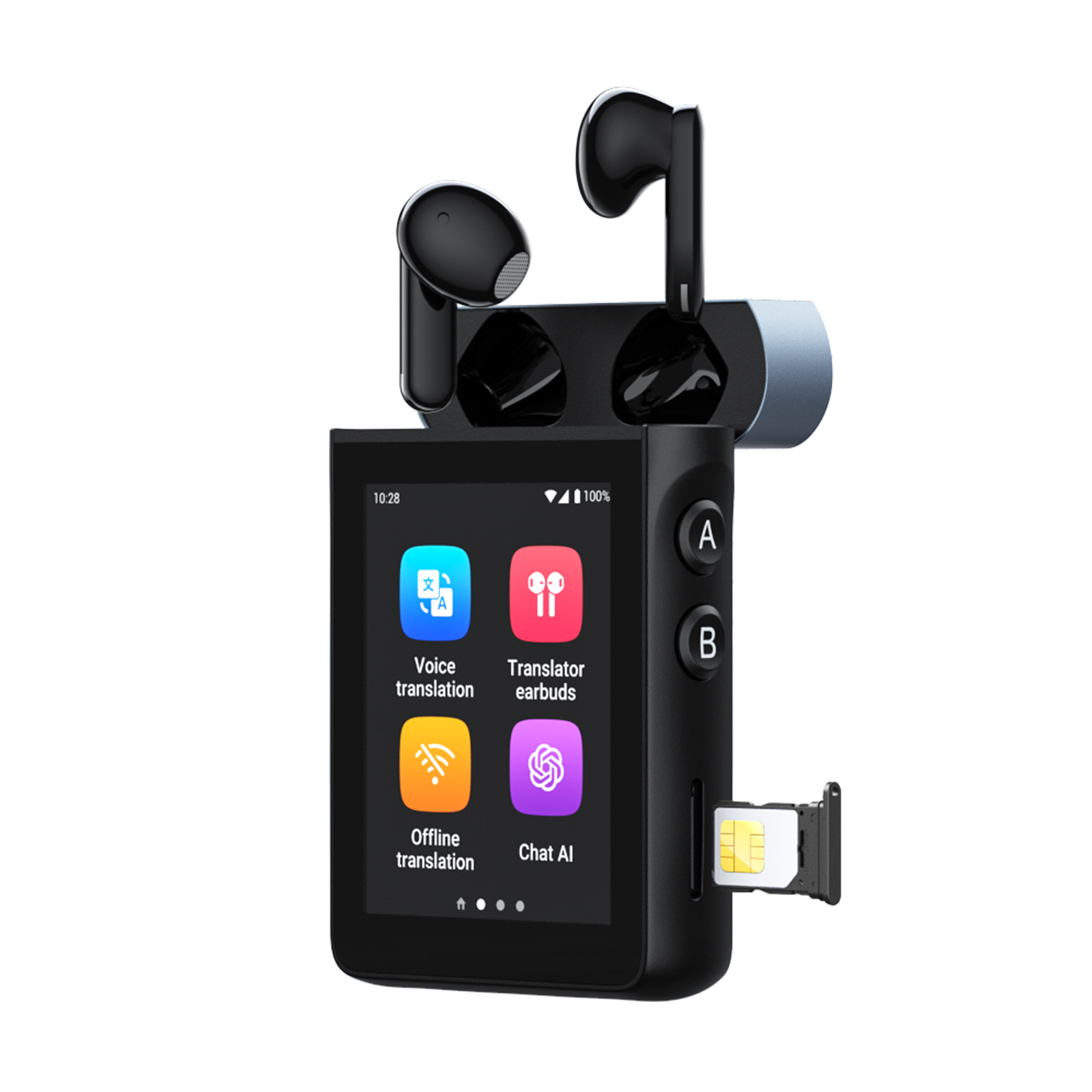 Wooask A9 4G WiFi AI 翻訳イヤホン、144 言語対応スタンドアロン即時翻訳デバイス、ChatGPT、電話