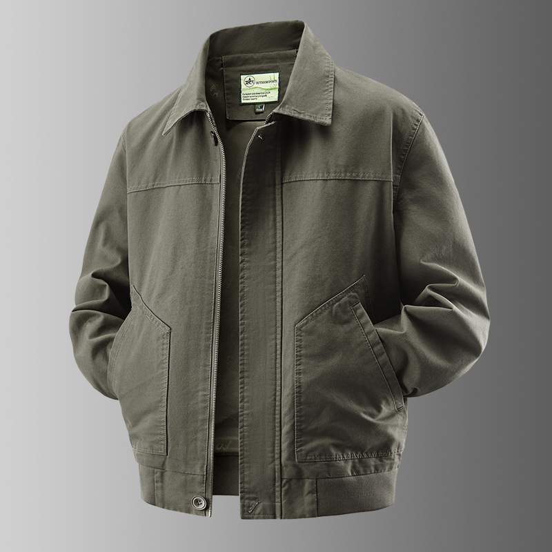 Spring/Summer 2026 Men's American Retro Washed Pure Cotton Jacket - Mid-Career Workwear Loose Coat