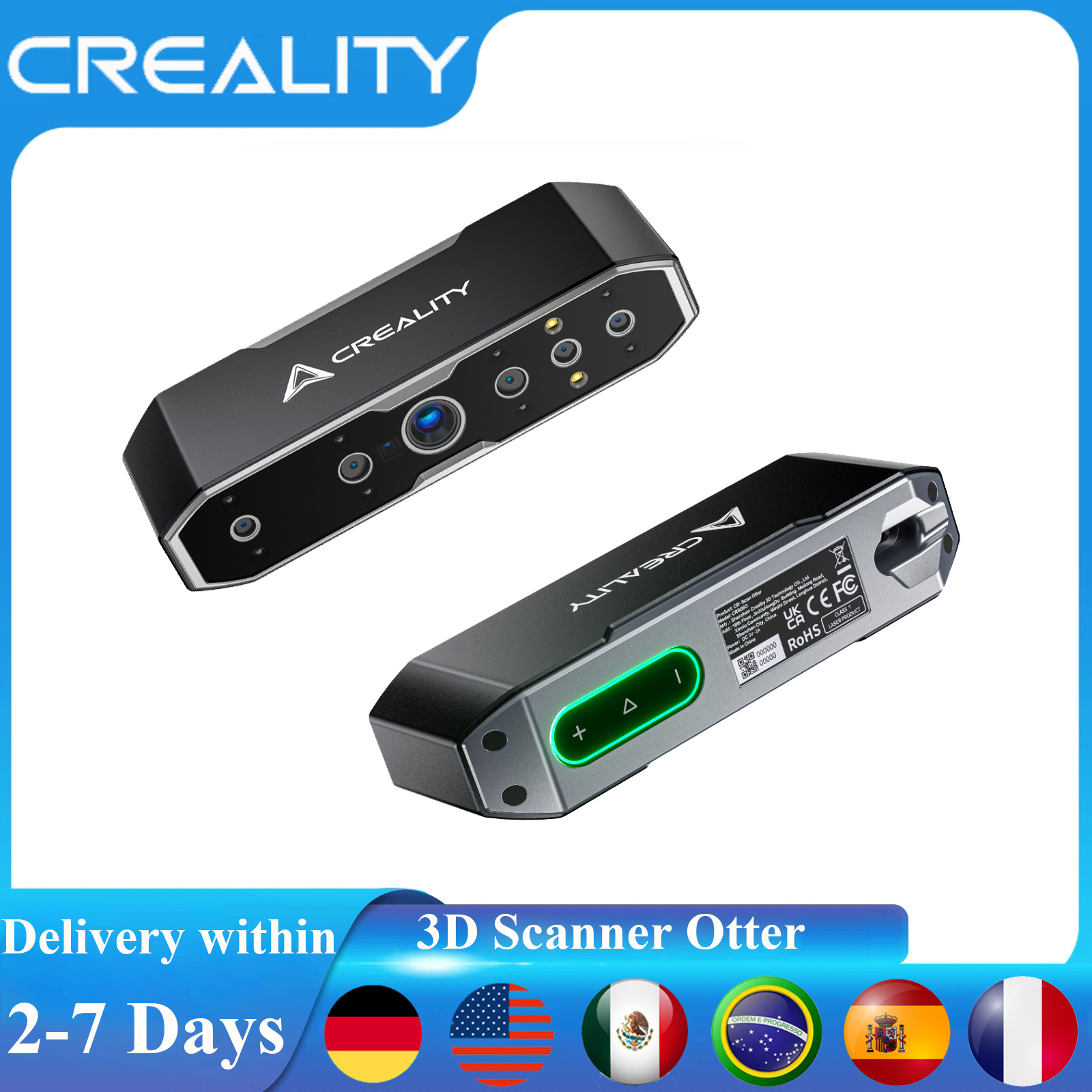 Creality 3D スキャナー CR-Scan Otter 24 ビット 0.02mm 精度超高精度ハンドル付きスキャナー手振れ防止フルカラースキャン