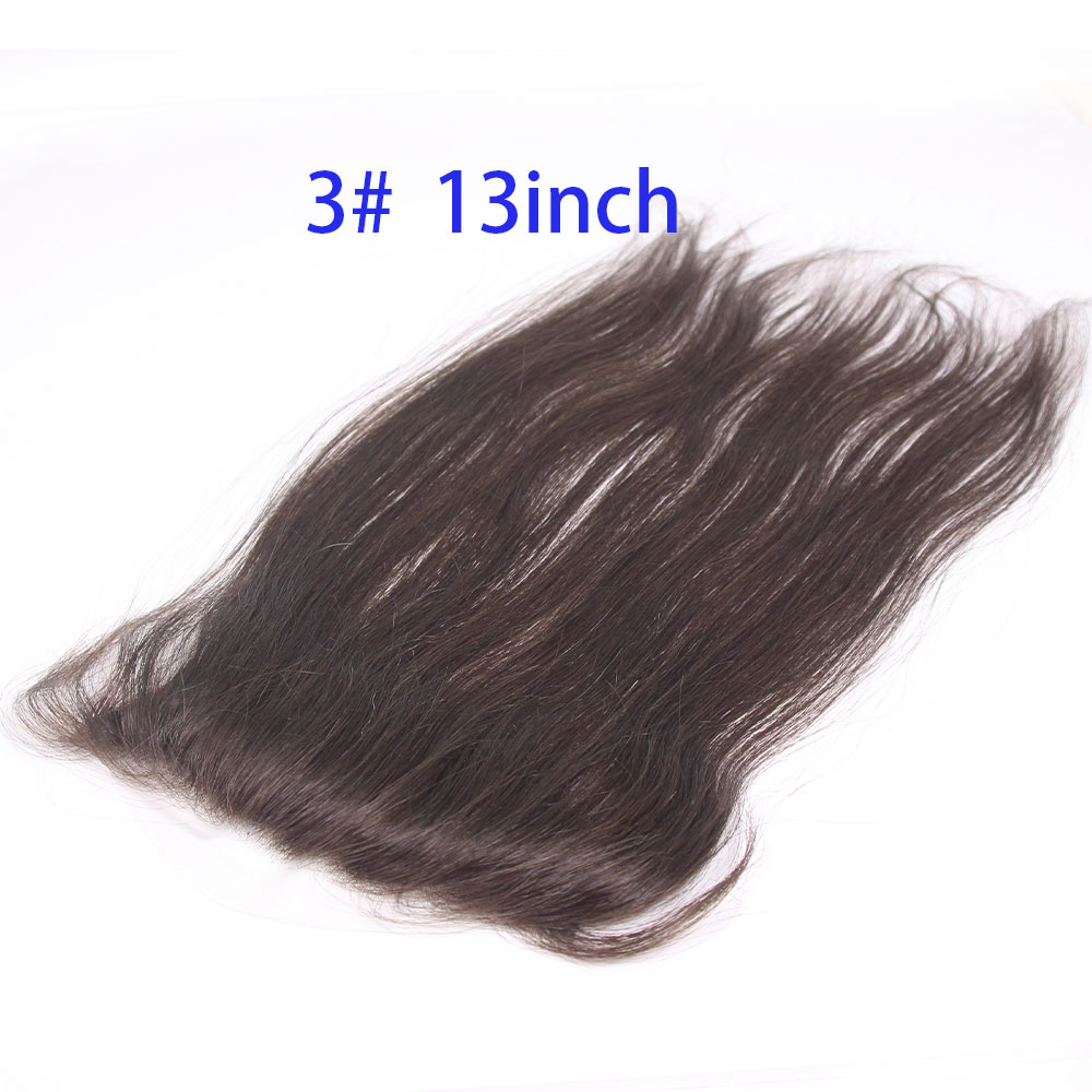 男性と女性のための生え際かつらロング人毛スキン PU 額ヘアピース 13 インチ交換トッパー 0.78X6.30 インチ 3