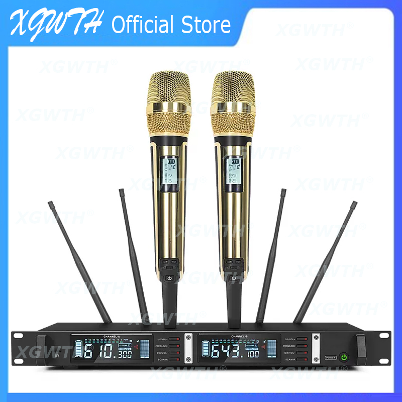 デジタルワイヤレスマイクシステムゴールド SKM9000 カラオケハンドヘルドマイクコードレスラジオ 2 ダイナミック Microfone DJ ステージスタジオオーディオ