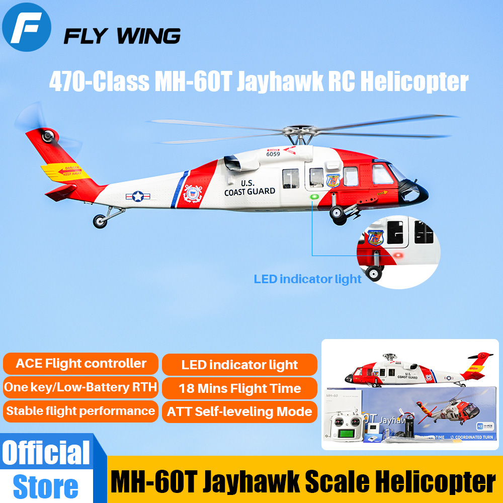 FLYWING MH-60T ジェイホーク スケール ヘリコプター 470 クラス LED ライト ACE コントローラー MH60T rc ヘリコプター MH60 ヘリコプター GPS ATT モード付き