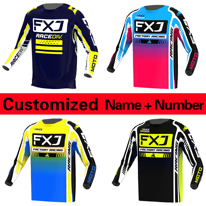 FXJ モトクロスジャージオフロード mx ジャージダートバイクイエローレーシングエンデューロ MTB オートバイカスタマイズされた名前番号ロゴ