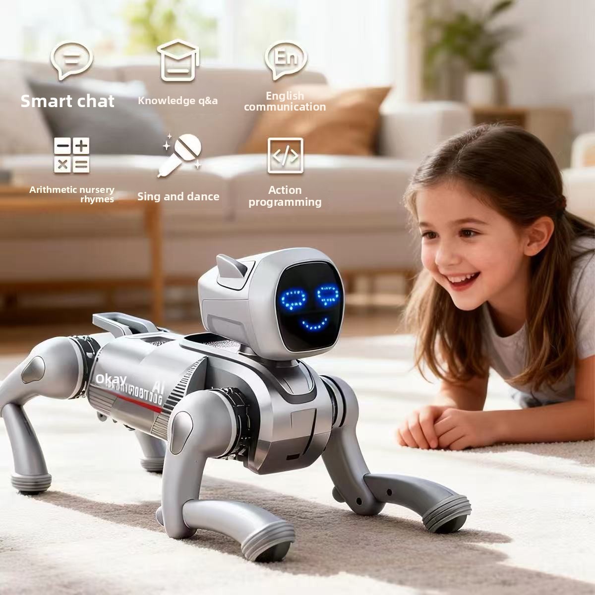 Ai スマートマシン犬 8 輪スタント機械犬リモートコントロールおもちゃメカ戦士インテリジェントロボット子供のおもちゃ