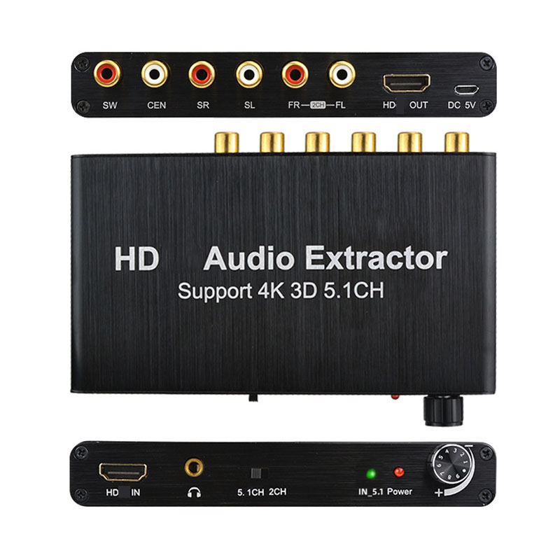 5.1CH HD オーディオ抽出デコーダ HD から 3.5mm RCA 5.1 チャンネルサウンド抽出アンプアナログコンバータ PS4 DVD 用