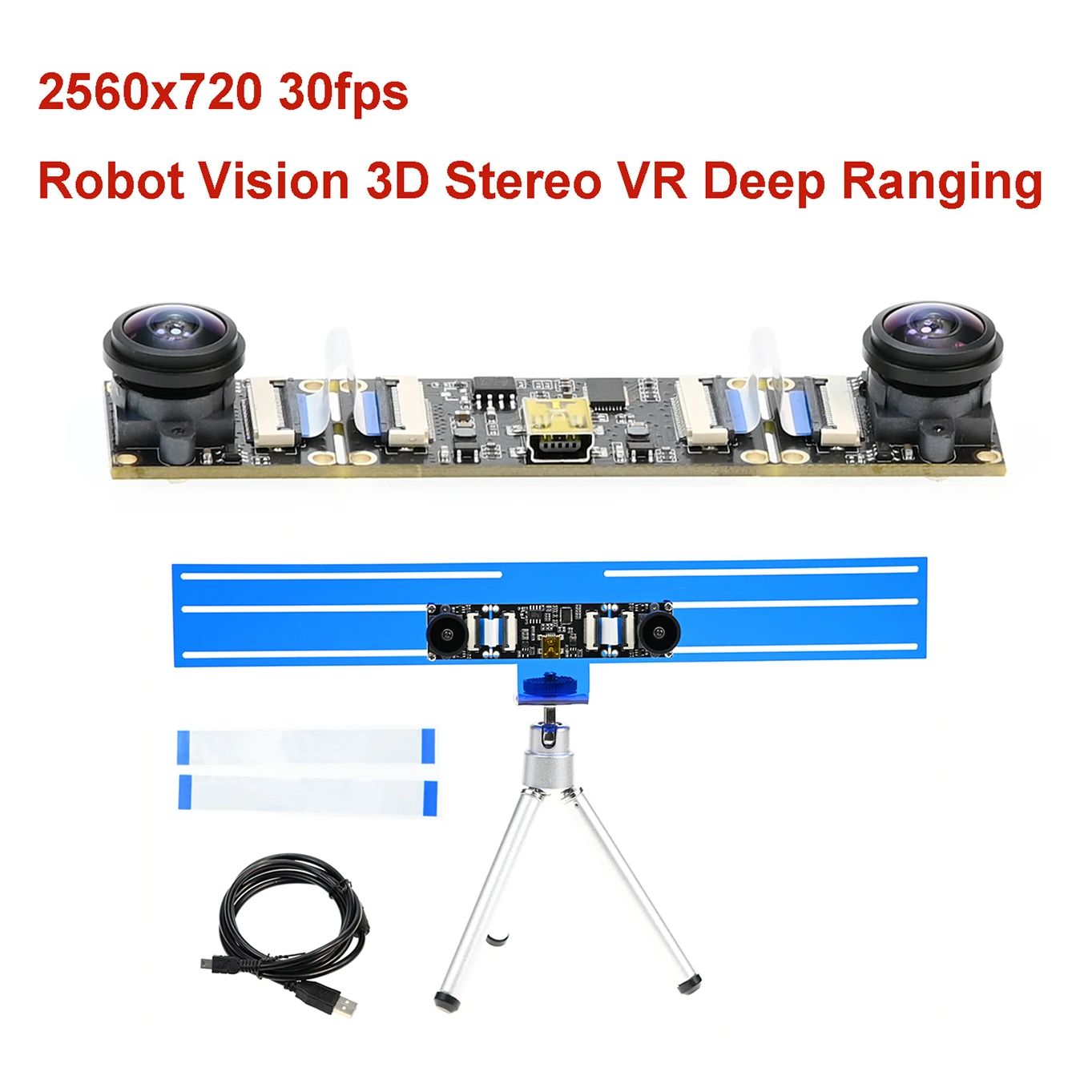 GXIVISION 720P USB カメラモジュールデュアルレンズ同期、2560x720 30FPS、ベースライン調整可能、ロボットビジョン 3D ステレオ VR ディープレンジング