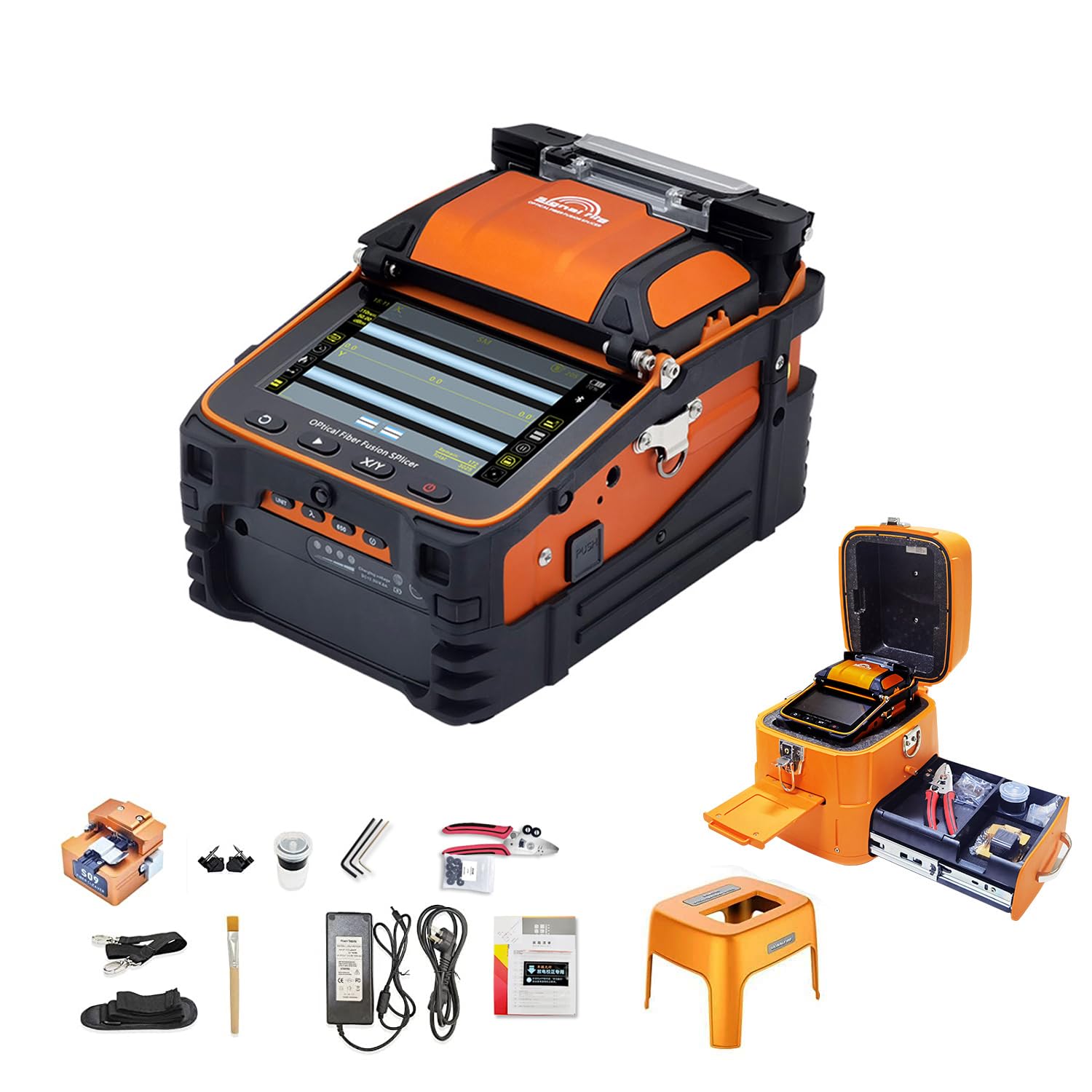 Signal Fire 5 インチ AI-9 光ファイバ融着接続機 FTTH プロジェクト 6 モータ光パワーメータ VFL