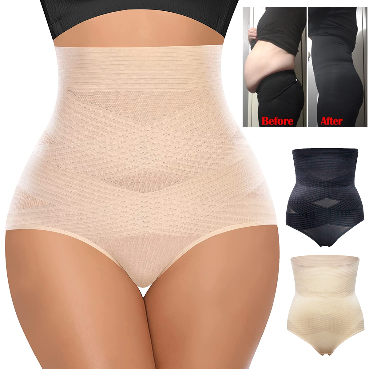 おなかコントロール痩身シェイプウェアパンティー女性用ハイウエストニッパーバットリフター整形下着ボディシェイパーガードルパンティ