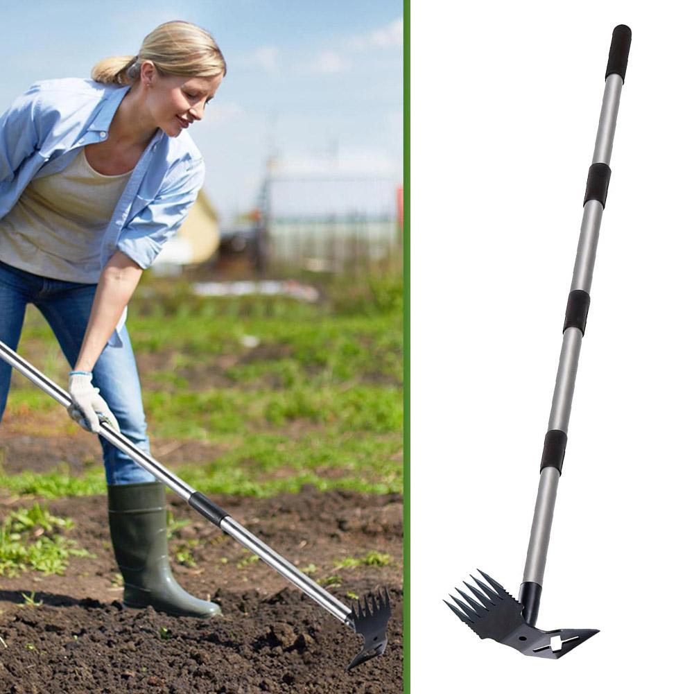 Full Steel Dual Headed Hoe with Adjustables Handle Garden Tool Long Stirrup Hoe Cultivator for Flower Beds Weeding Wholesales
