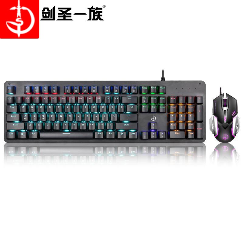 ホット販売 OEM104 メカニカルキー有線 USB 高 DPI RGB チェリー緑軸ゴムゲーミングキーボードとマウスセットプラグ & プレイ新