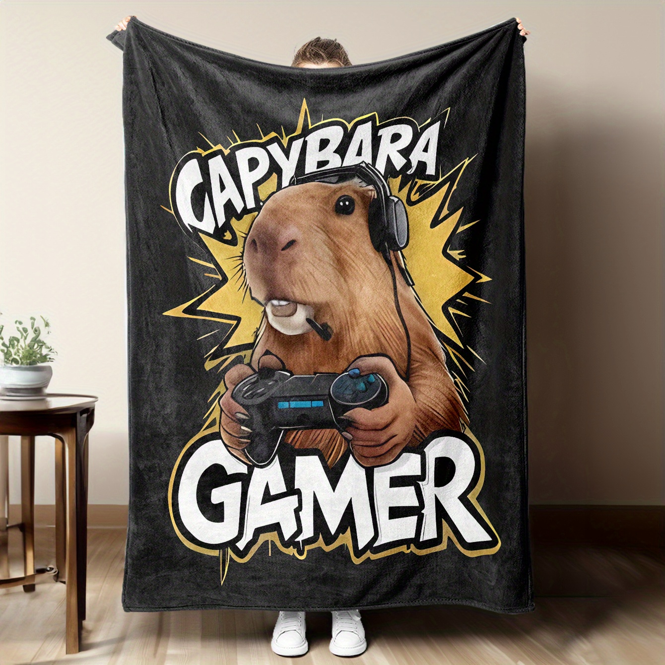 カピバラゲーマーブランケット面白い動物ゲームデザインソフトフリーススローゲーマーギフト家の装飾ハイテクテーマ