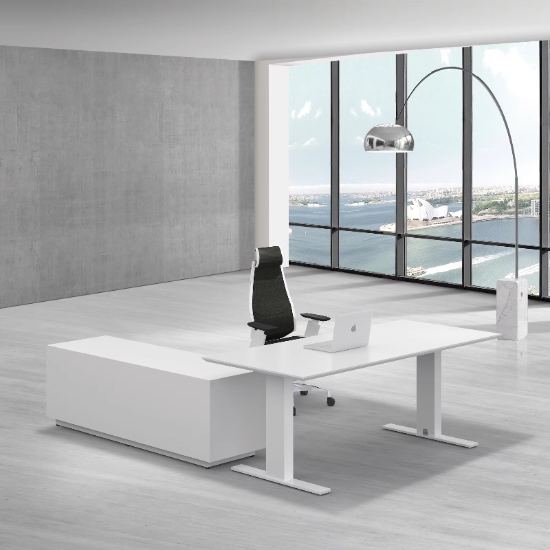 モダンなエグゼクティブオフィス家具セット高品質木製L字型コンピュータデスクCEO使用のための簡単な組み立て