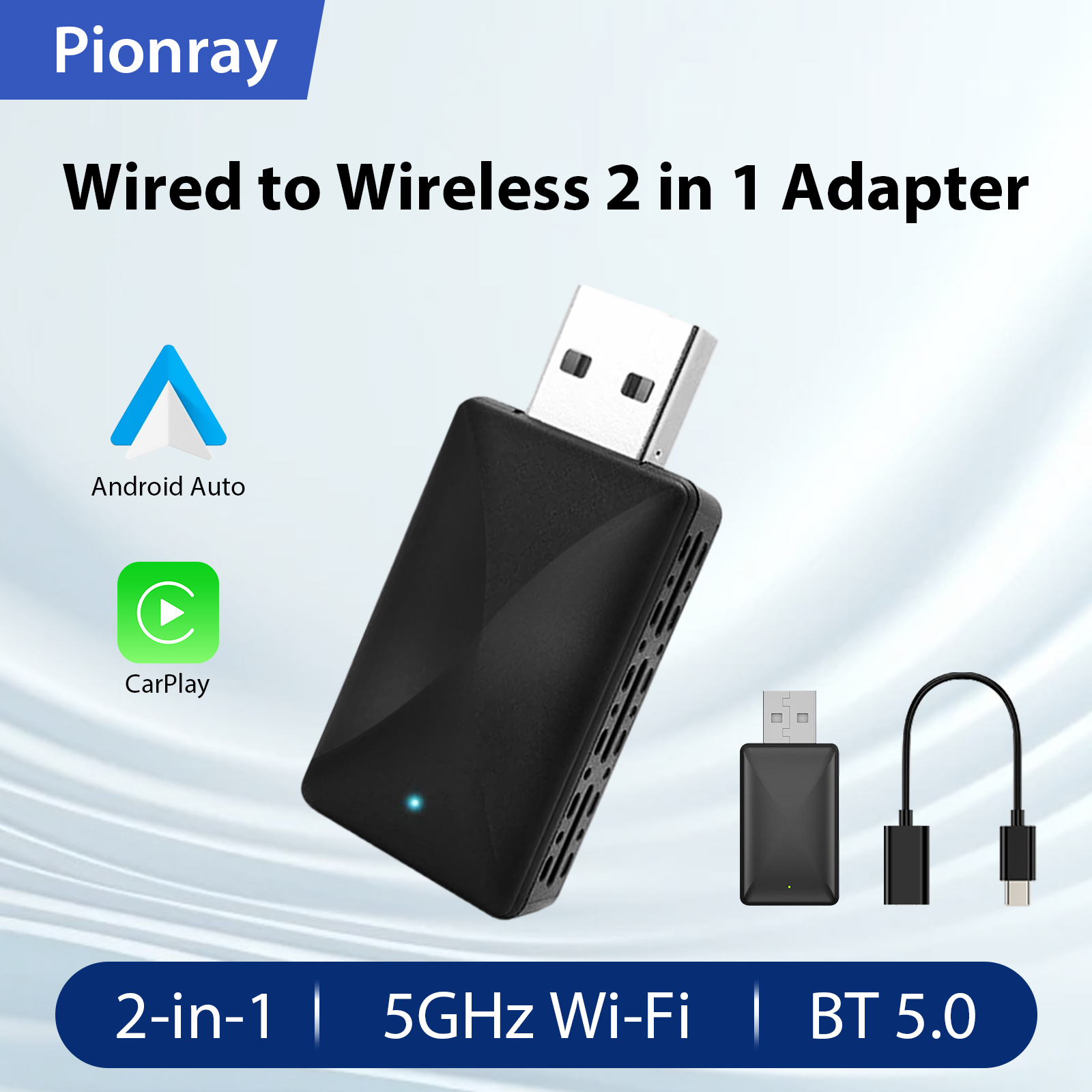 Pionray 2in1 ワイヤレス CarPlay アダプター車のインテリジェントシステム Android 自動 VW トヨタ日産ホンダフォードベンツ