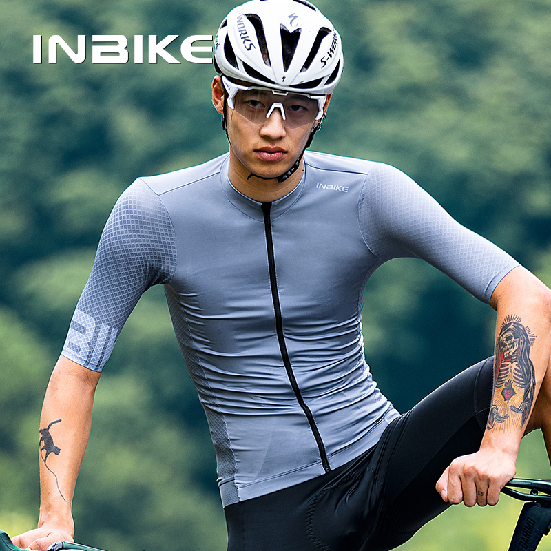 INBIKE 半袖自転車ジャージ男夏ロードサイクリングジャージ服男性 MTB マウンテン自転車スポーツウェア男性服