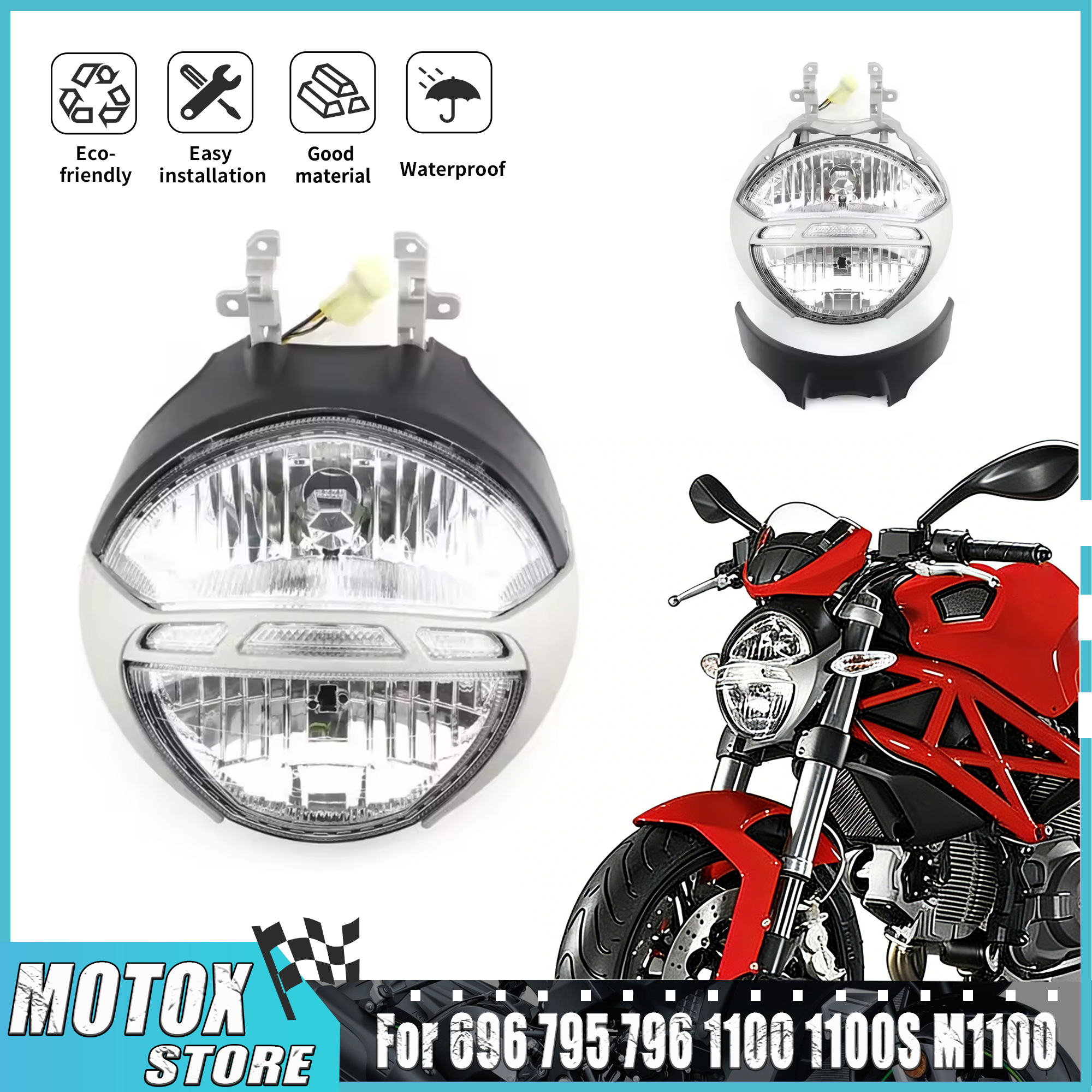 Ducati モンスター 696 795 796 フロントヘッドランプ 1100 1100S M1100 EVO アセンブリ 2008 - 2014 2009 2010 2012 ヘッドライトオートバイ