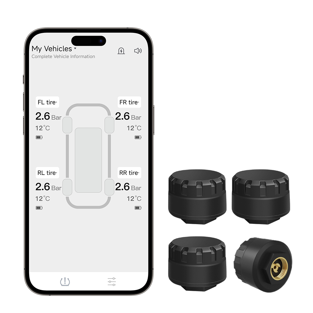 2026 Bluetooth 外部タイヤ空気圧モニター BT TPMS センサーオートバイ車バン RV とトラックアプリビュー 6 主要な異常アラーム