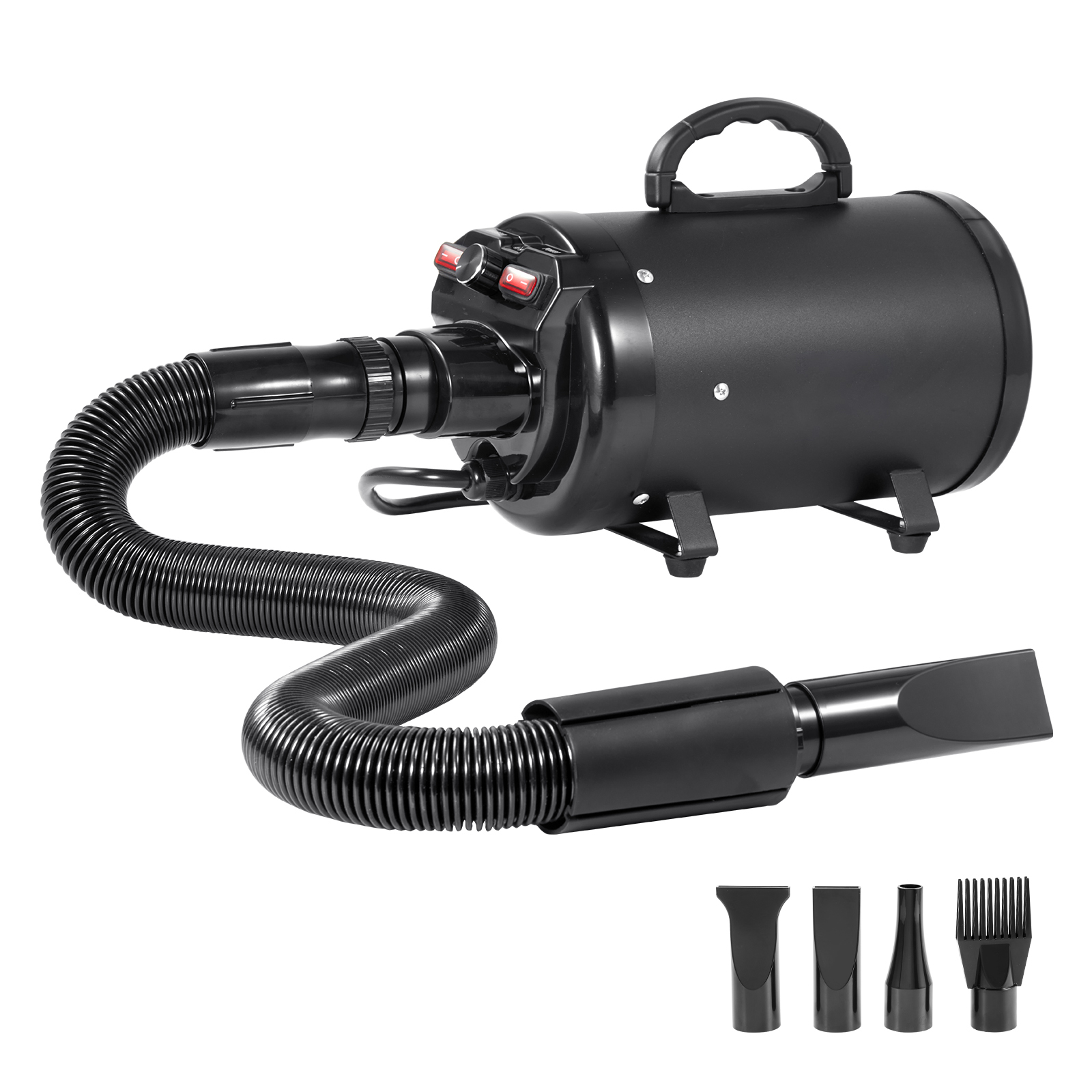 SucceBuy 2000W/2.7HP 犬用ブロードライヤー 調節可能な速度温度制御 4つのノズルと拡張可能なホース付き ペットの毛のグルーミング用