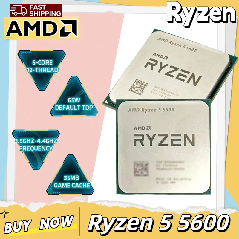 AMD Ryzen 5 5600 AMD R5 5600 CPU 6 コア 12 スレッド 3.5GHz ロック解除デスクトップ プロセッサ ソケット AM4 ゲーミング CPU パッケージなし