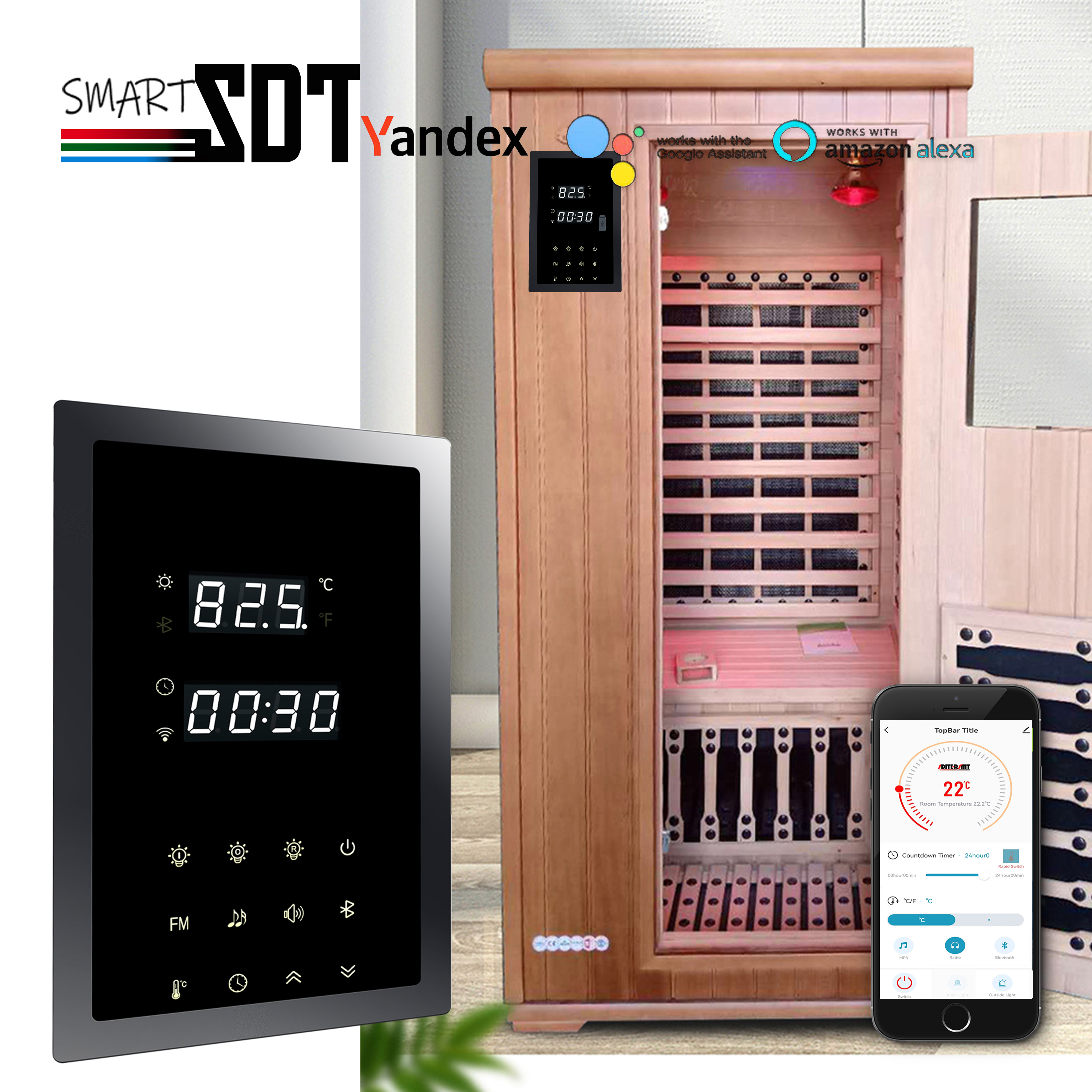 3P/380V/240V-9KW 多機能 WIFI サウナコントロールパネル、電熱赤外線、電気療法、ライト、UV、ファンスイッチ用