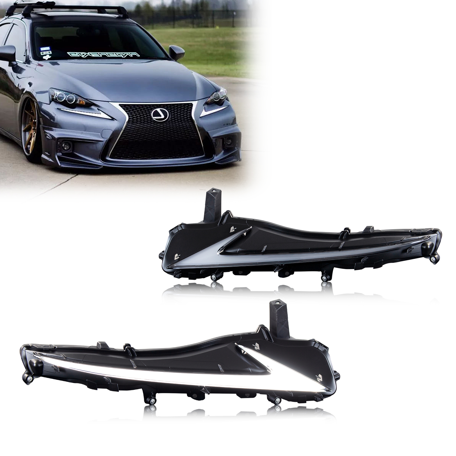 LED デイタイムランニングライト レクサス IS250 IS350 IS200t IS300 ISF 3IS 2014-2016 シーケンシャル DRL アセンブリ (2017-2020 には適合しません)