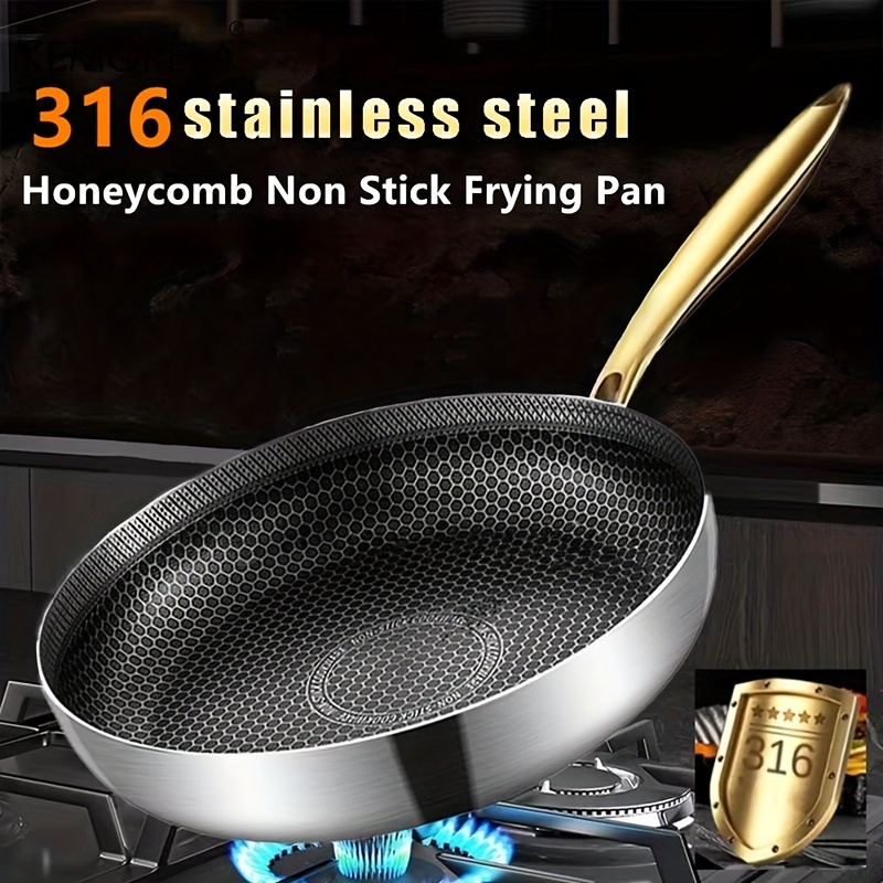 316 ステンレス鋼フライパン中華鍋ノンスティックハニカムポットホームステーキフライパンガスストーブ誘導鍋キッチン調理器具