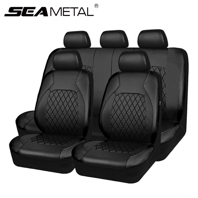 Seametal ユニバーサルカーシートカバー pu レザーフル囲まれたクッションプロテクターパッドアンチスクラッチフィットセダン SUV ピックアップトラック