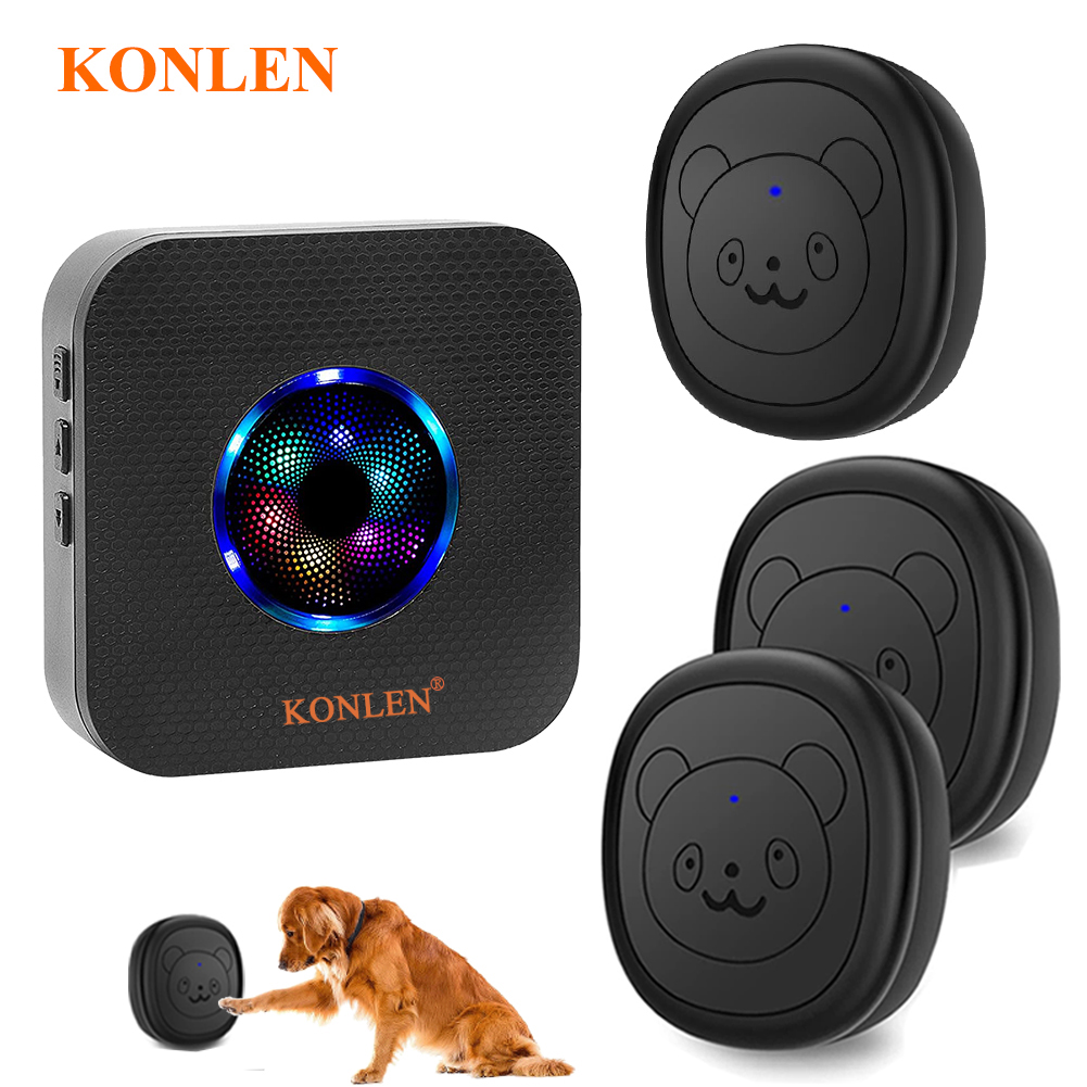スマート犬ドアベルワイヤレストイレトレーニング犬フードチャイムドアベルタッチボタンペット子犬リング外に出る KONLEN