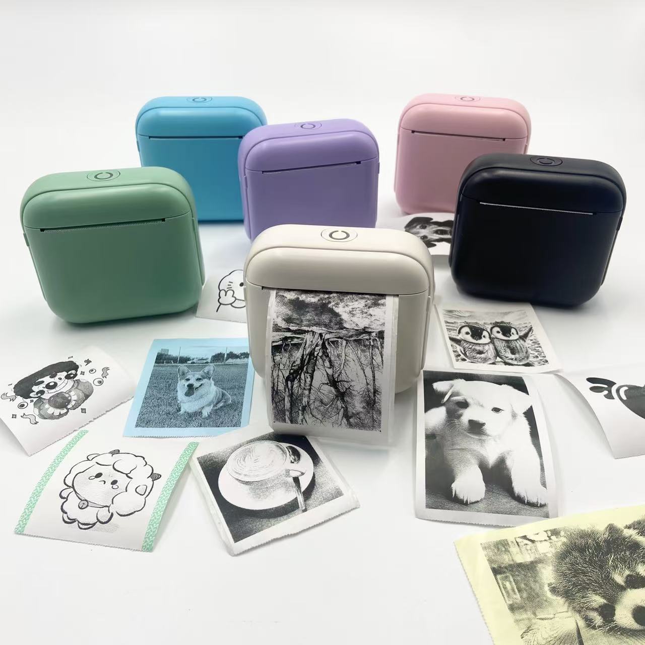ワイヤレスミニプリンター - ポータブル感熱ラベルメーカーキット、203dpi HD印刷、多機能印刷、ワイヤレス/USB/Batをサポート
