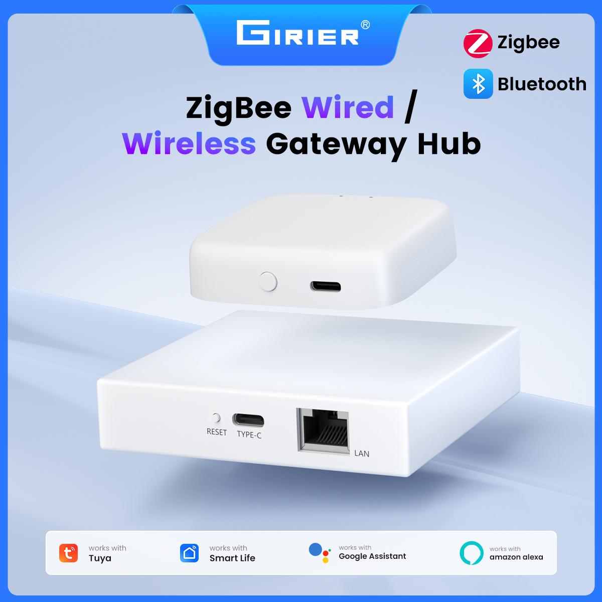 GIRIER Tuya ZigBee 有線/無線ゲートウェイ ハブ ホーム オートメーション システム用スマート ブリッジ 最大 128 台のデバイスをサポート Alexa と連携