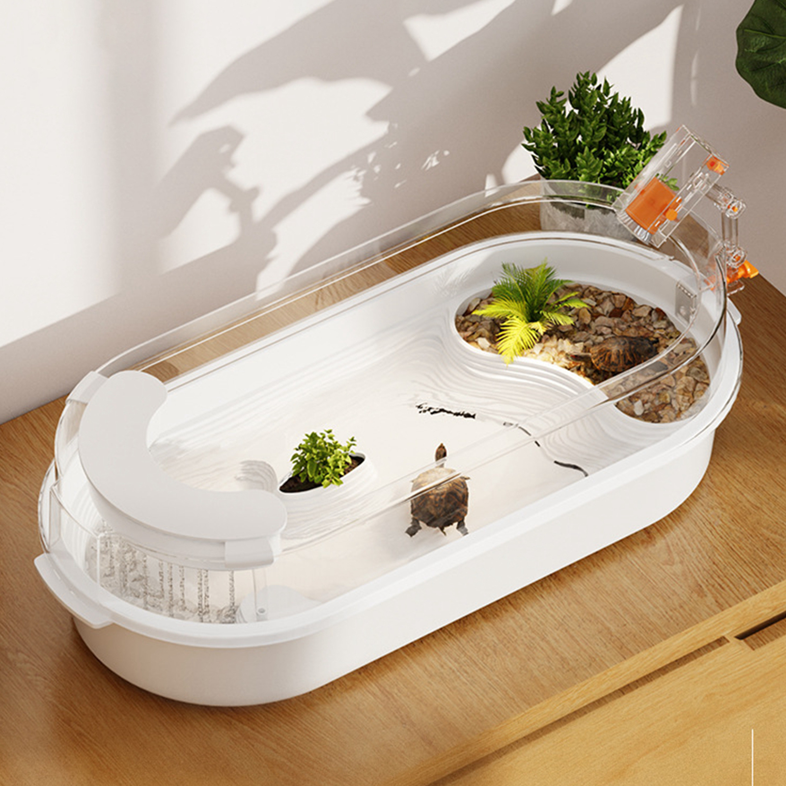 カメタンク バスキングスロープ アクセサリー 飼育ボックス用品 プラットフォーム付き休憩 カエル用爬虫類生息地 小型爬虫類 テラピン