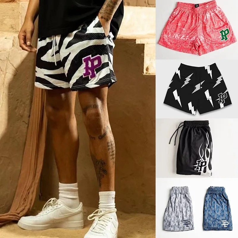 メンズ服 IP トレンドカジュアルショーツ夏のフィットネススポーツメッシュ通気性速乾ショートパンツ男のビーチバスケットボールスウェットパンツ