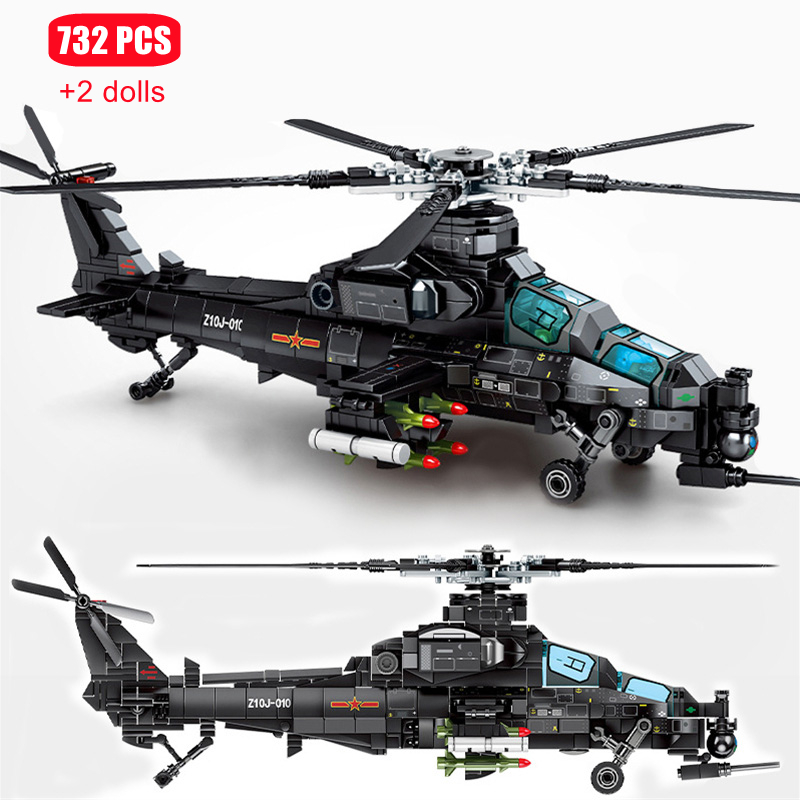 SEMBO 732 個軍用ヘリコプター Z-10 モデルビルディングブロック市 SWAT 武装航空機ガンシップレンガのおもちゃ男の子の誕生日プレゼント